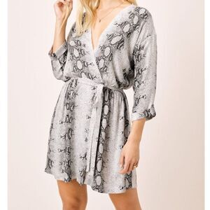 Lovestitch Annika Snake Print Mini Wrap Dress NWT Womens S